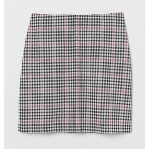 H&M Divided Womens Size Small Pink Checkered Jersey Short Mini Pencil Skirt